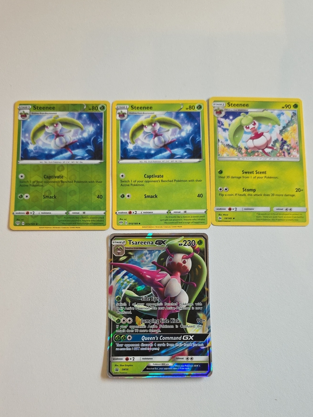 Pokemon Steenee And Tsareena Cards